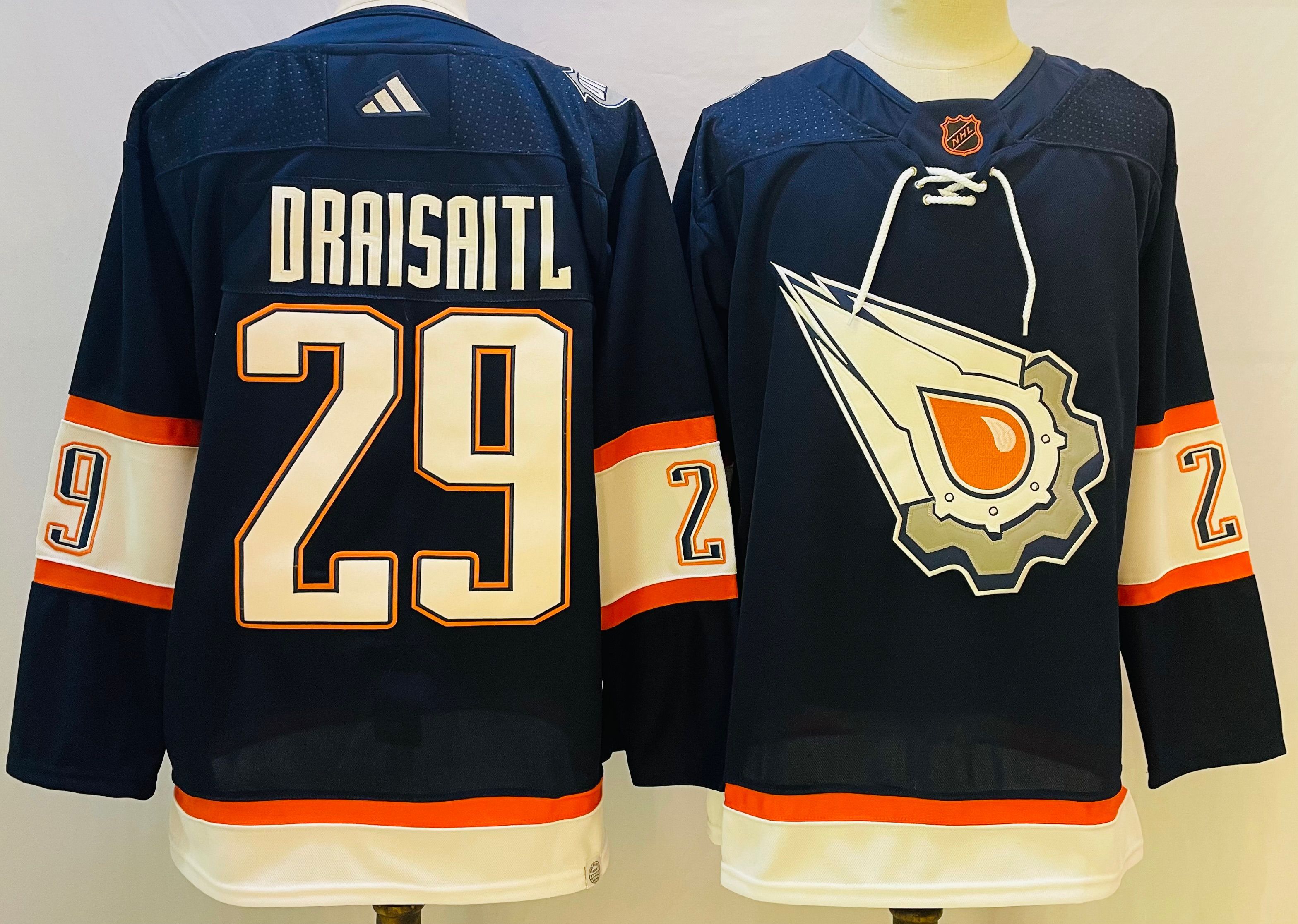 Men Edmonton Oilers #29 Draisaitl Blue orange Throwback 2022 Adidas NHL Jersey->new jersey devils->NHL Jersey